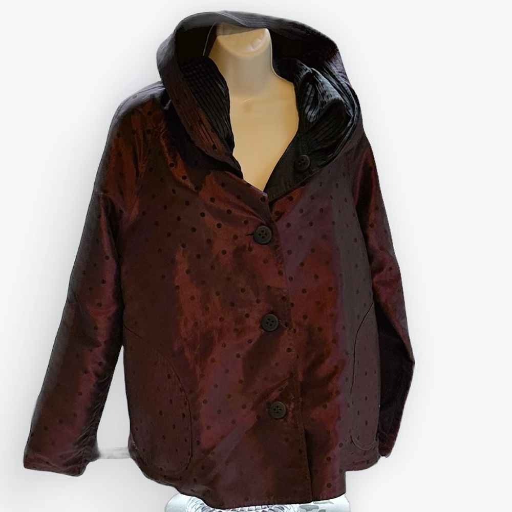Boho Dotted Whimsigoth Witchy Reversible Hooded Boutique Rain Jacket by UbU ~ M